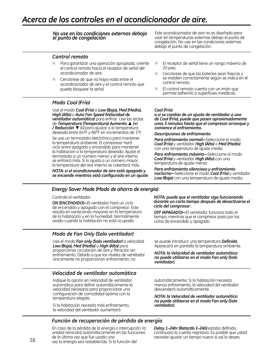 GE AEQ08AS User Manual | Page 38 / 48