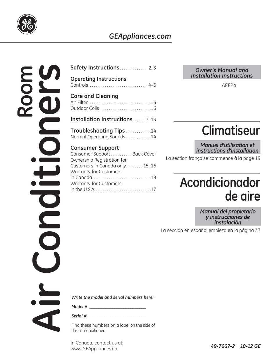 GE AEE24DS User Manual | 56 pages