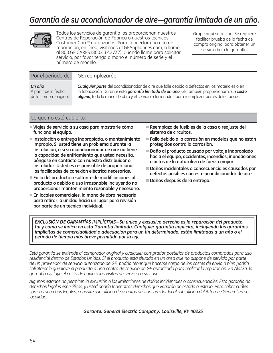 GE AEE24DS User Manual | Page 54 / 56