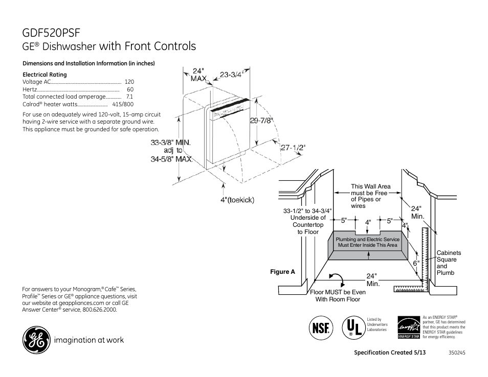 GE GDF520PSFSS User Manual | 2 pages