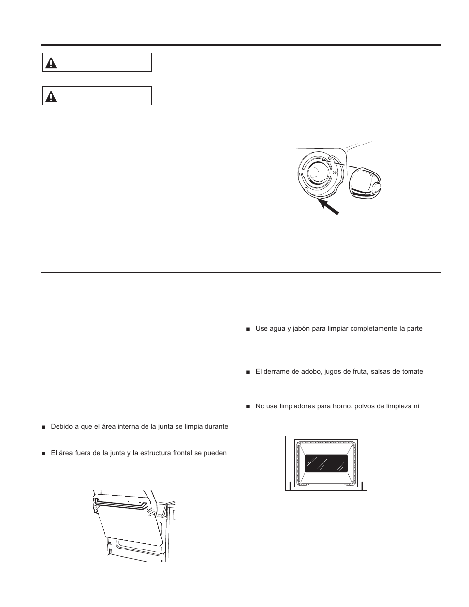 Cuidado y limpieza: mantenimiento, Mantenimiento, Advertencia | Precaución | GE JM250DFBB User Manual | Page 38 / 40