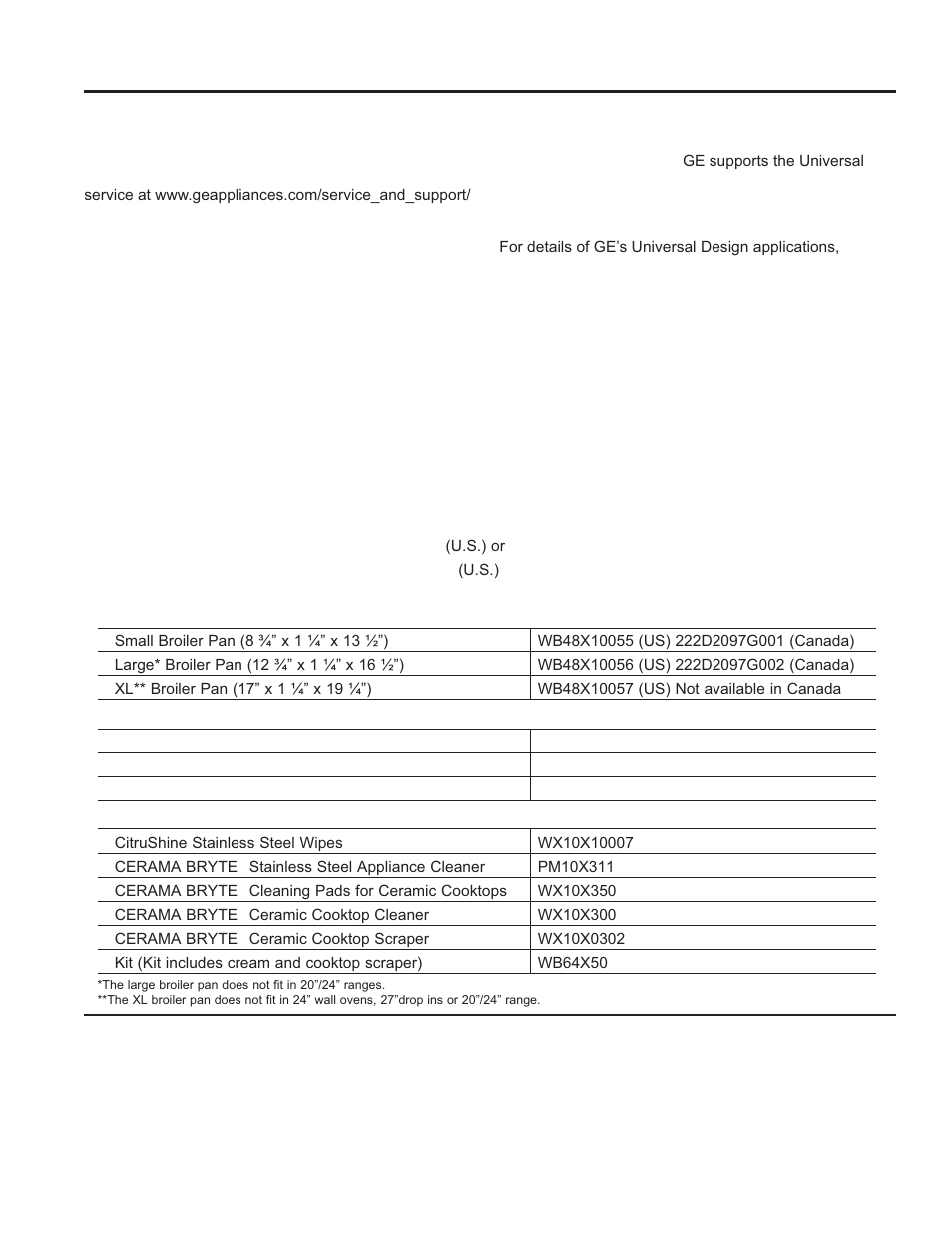 Assist ance / a c cessories, Accessories | GE JM250DFBB User Manual | Page 8 / 40