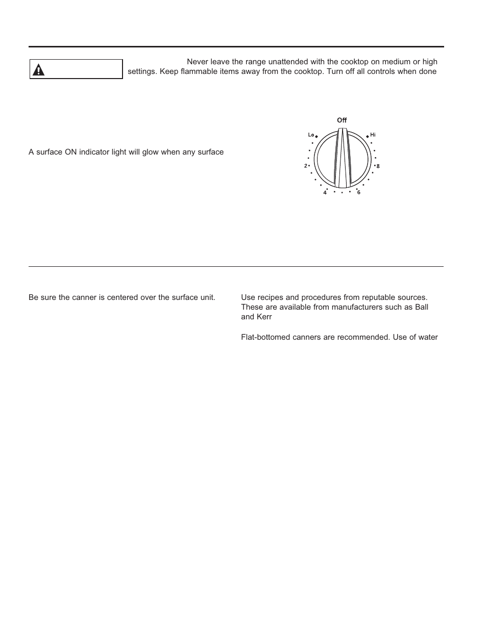 Using the range: s ur face units surface units, Warning | GE JM250DFBB User Manual | Page 9 / 40