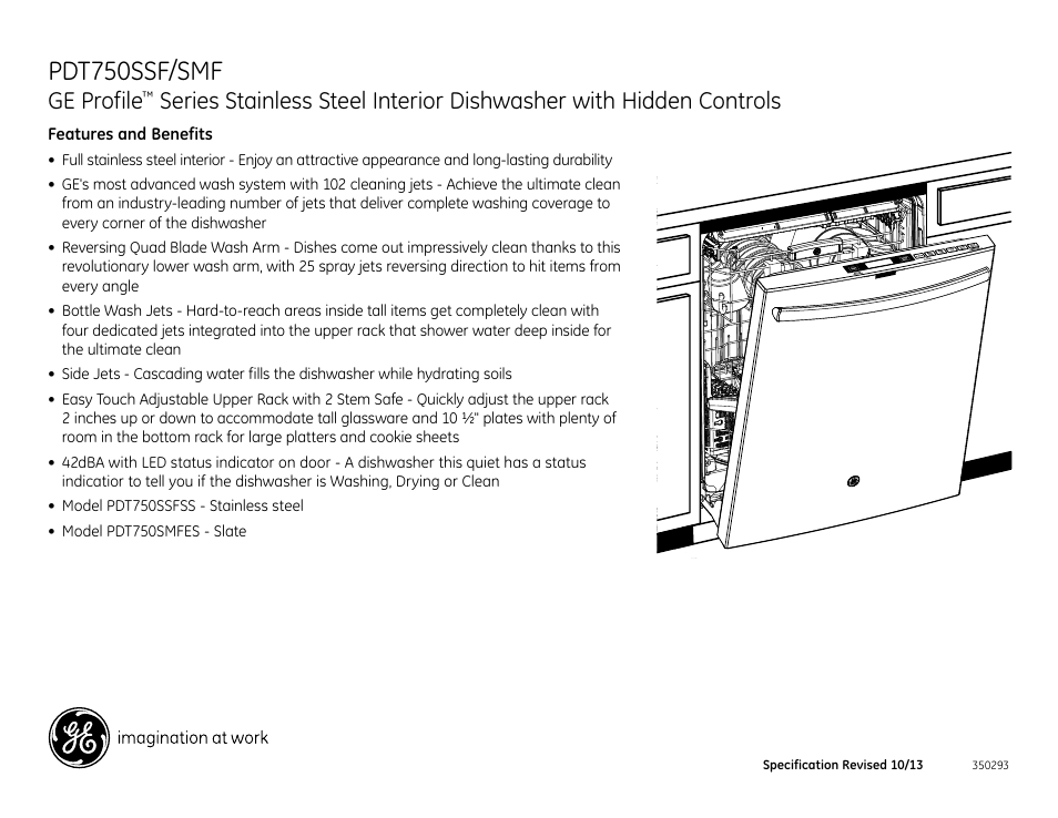 Pdt760, Pdt750ssf/smf, Ge profile | GE PDT750SMFES User Manual | Page 2 / 2
