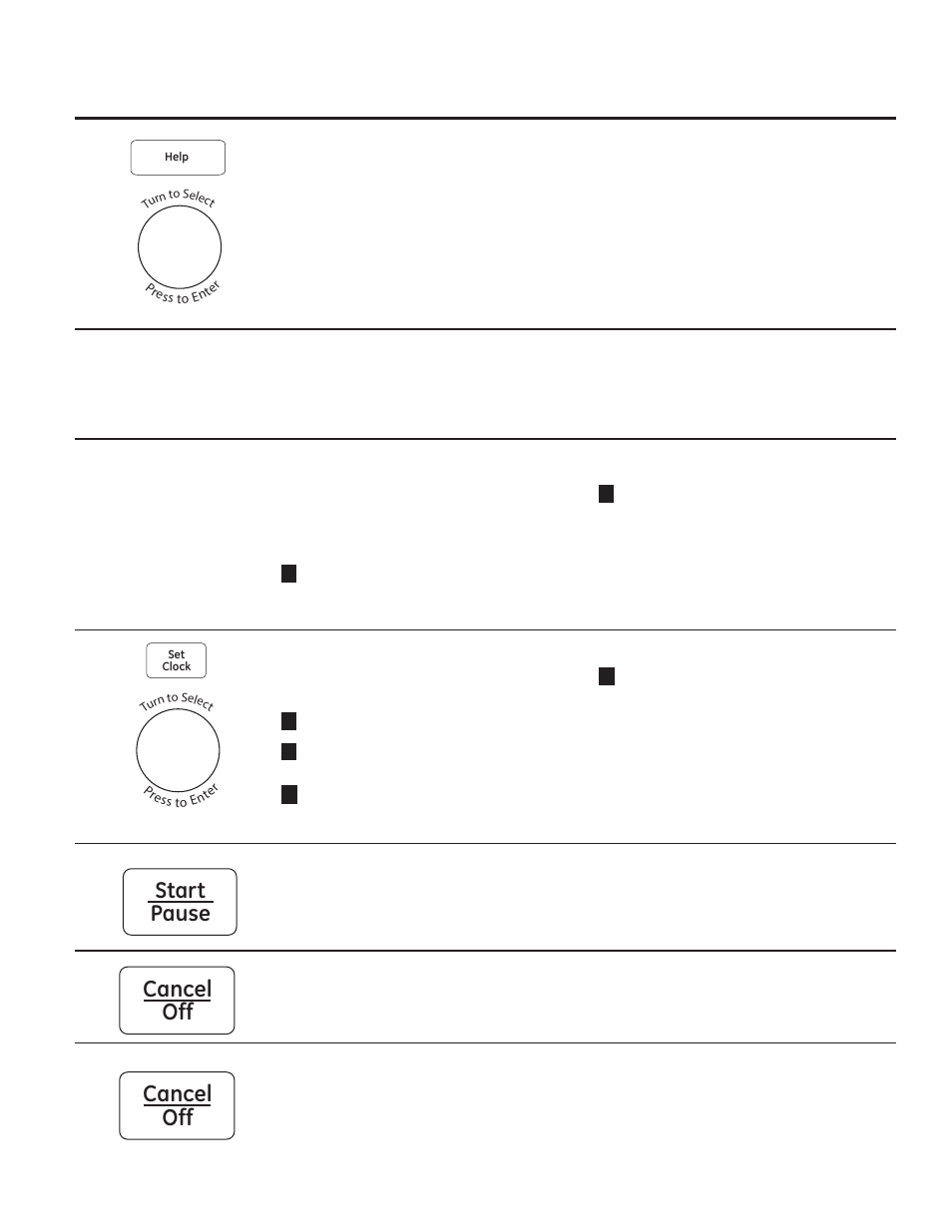 About the other features, Start pause, Cancel off cancel off | GE PVM9179DFBB User Manual | Page 23 / 76
