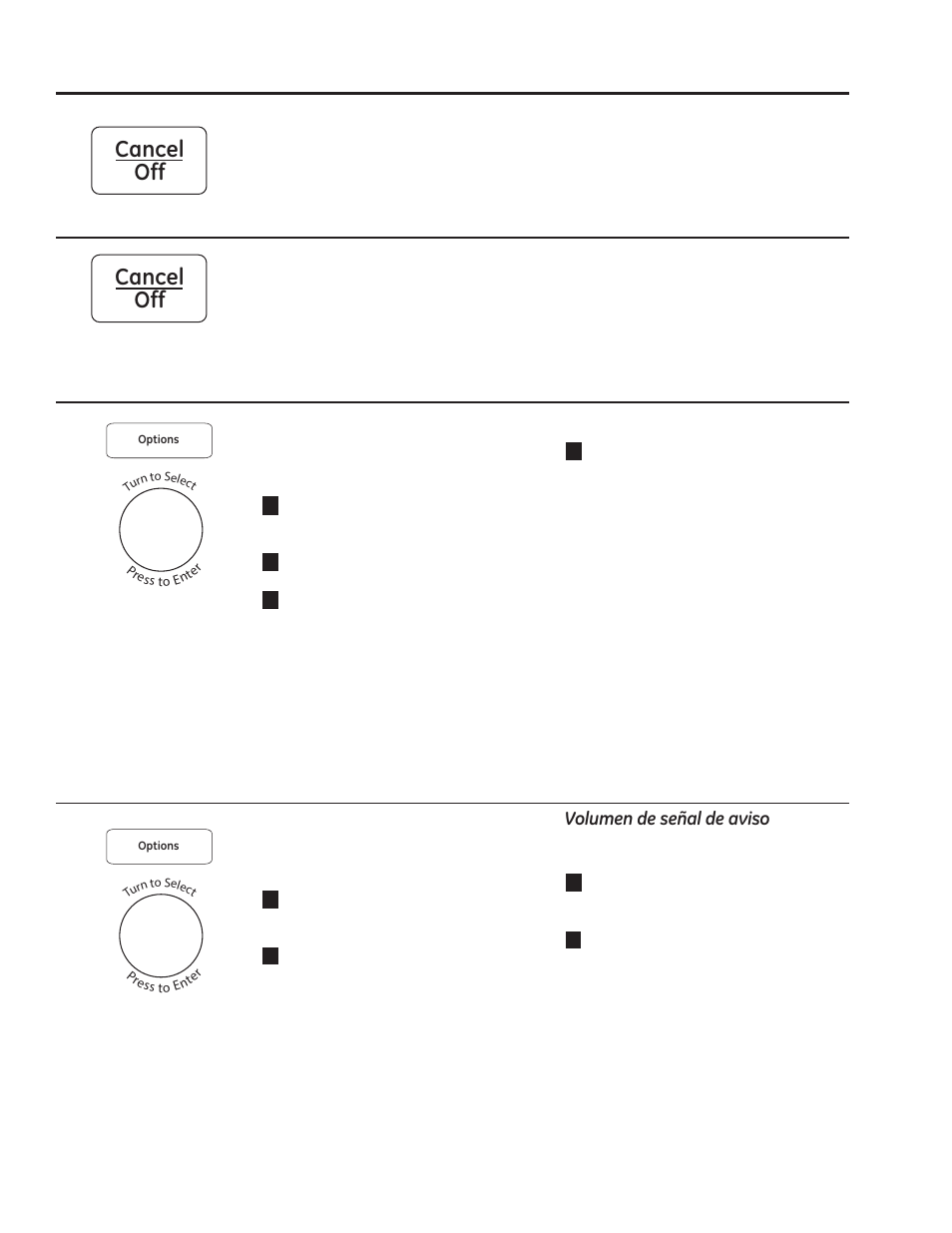 Cancel off cancel off | GE PVM9179DFBB User Manual | Page 63 / 76