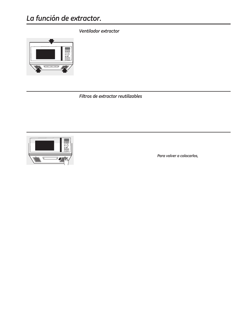 Dixqflyqghh[wudfwru, 32 9hqwlodgruh[wudfwru, Lowurvghh[wudfwruuhxwlol]deohv | Cómo quitar y limpiar los filtros | GE PVM9179DFBB User Manual | Page 68 / 76