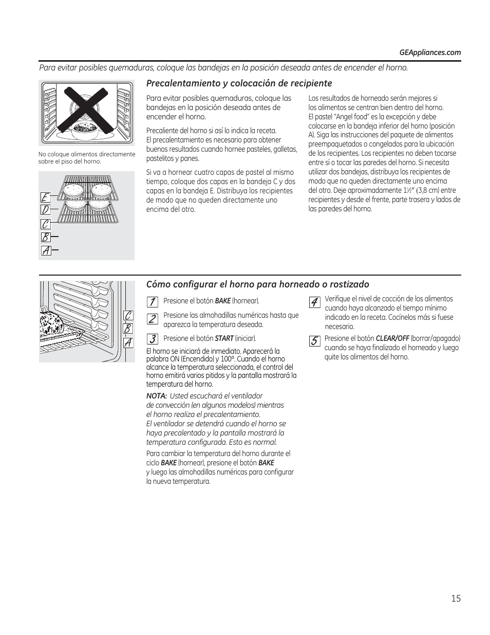 Precalentamiento y colocación de recipiente, Cómo configurar el horno para horneado o rostizado | GE CS975SDSS User Manual | Page 71 / 112
