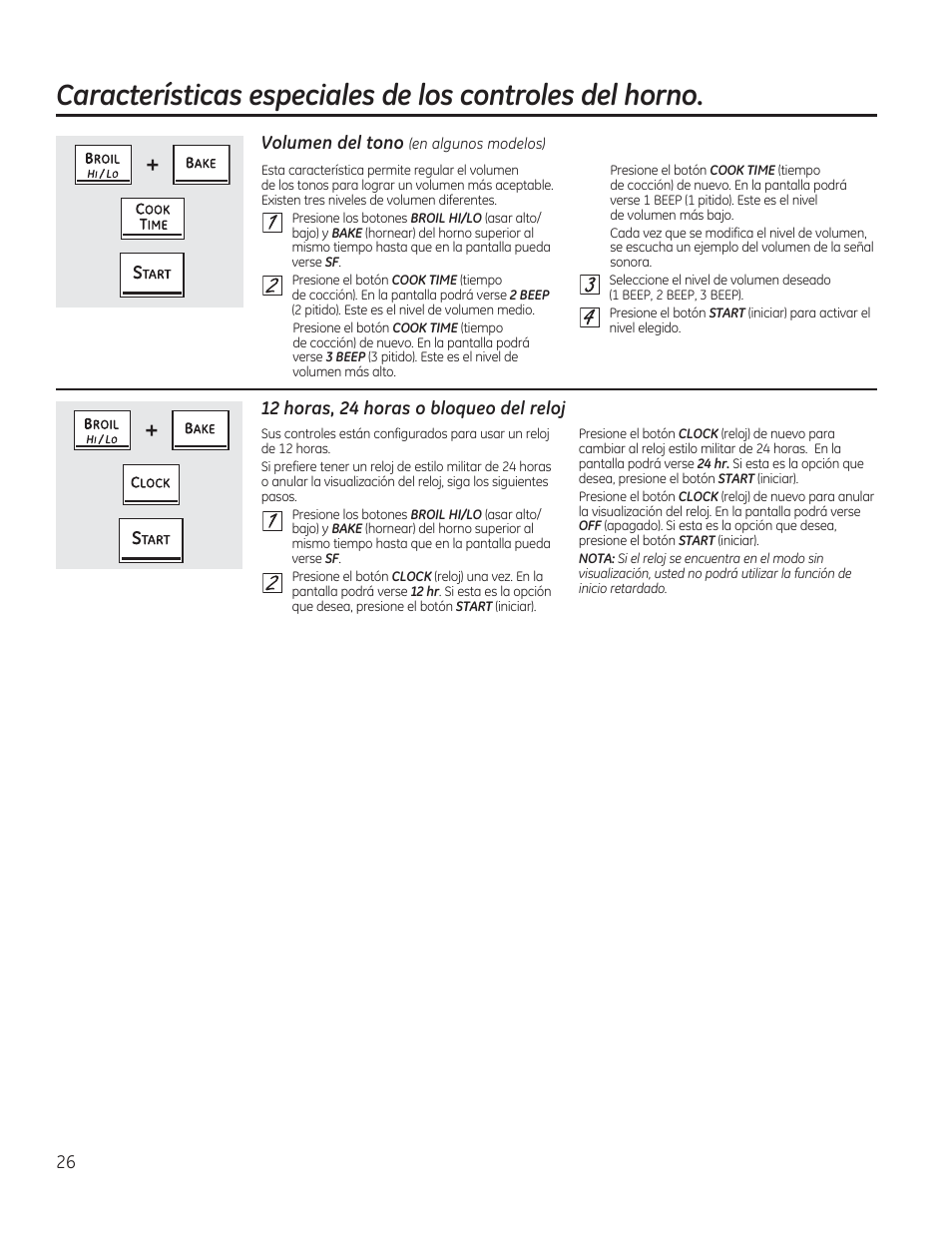 12 horas, 24 horas o bloqueo del reloj | GE CS975SDSS User Manual | Page 82 / 112