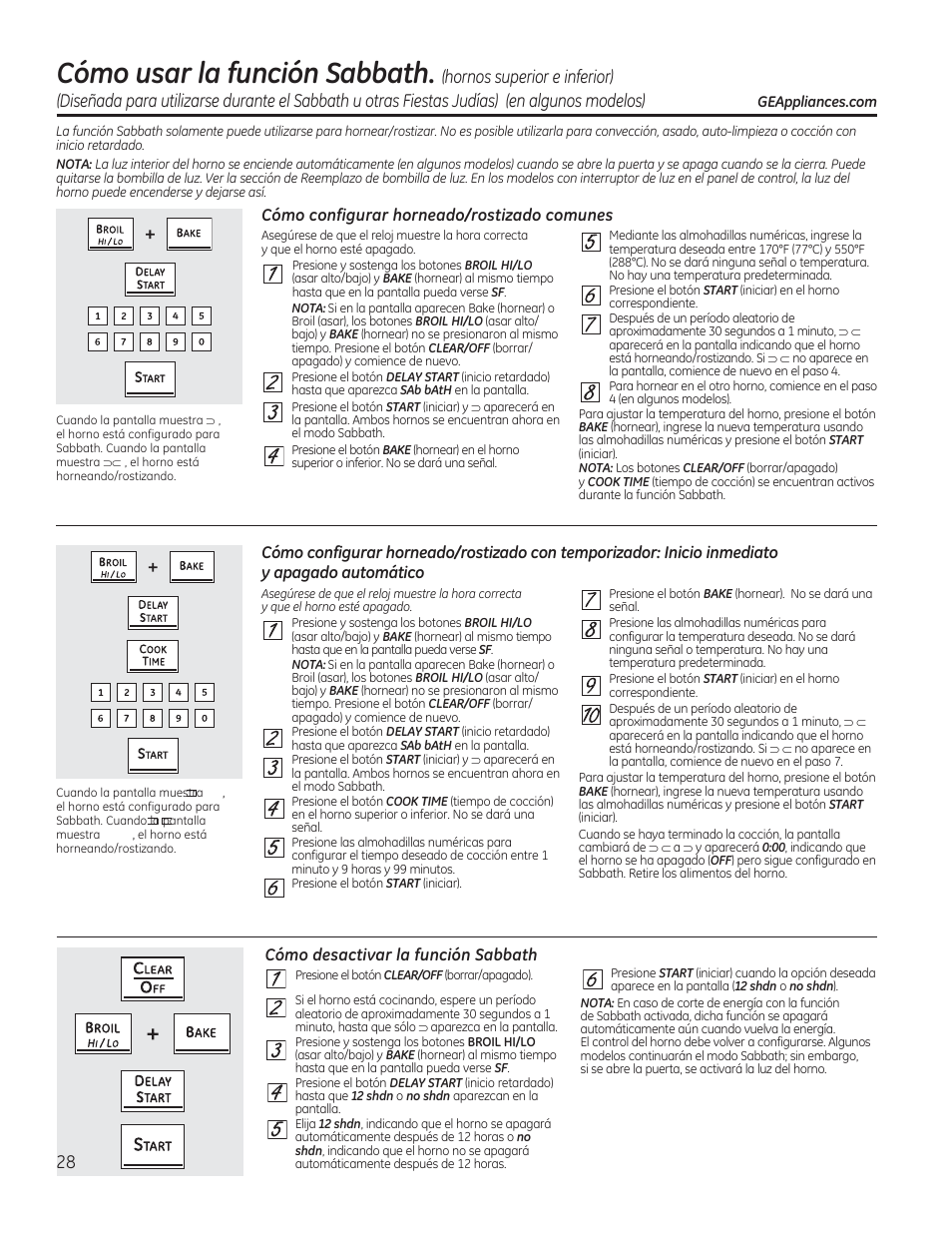 Нннин, Ишнны, Cómo usarla fundón sabbath | GE CS975SDSS User Manual | Page 84 / 112