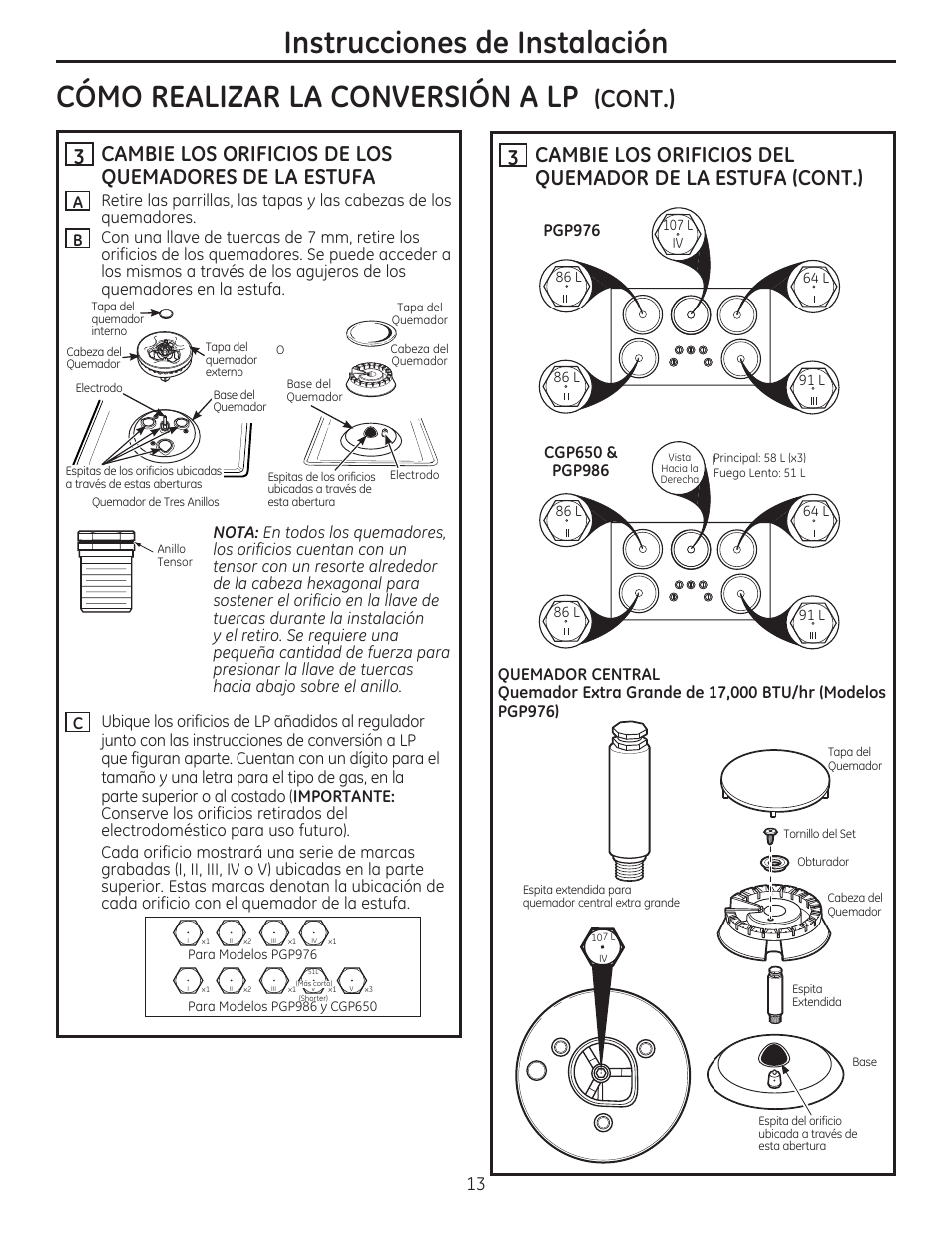 Cont.) | GE PGP986SETSS User Manual | Page 45 / 48
