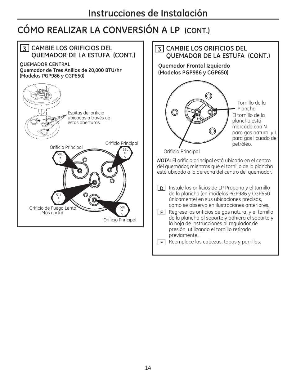 Cont.) | GE PGP986SETSS User Manual | Page 46 / 48