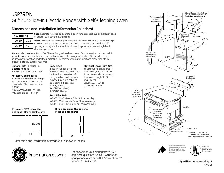 GE JSP39DNCC User Manual | 2 pages