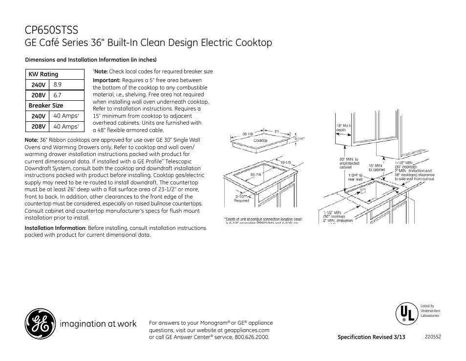 GE CP650STSS User Manual | 2 pages