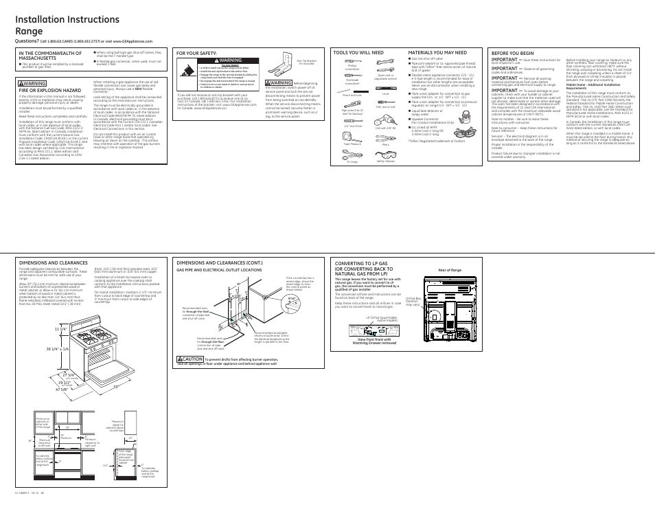 GE P2B940DEFWW User Manual | 4 pages