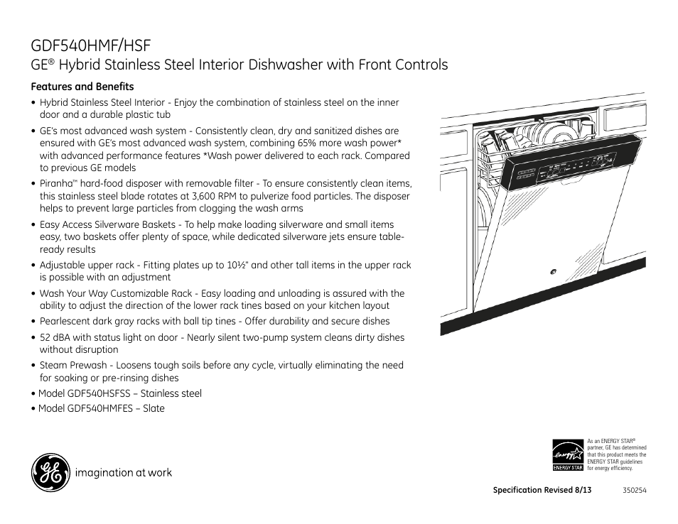 Gdf540hmf/hsf | GE GDF540HSFSS User Manual | Page 2 / 2