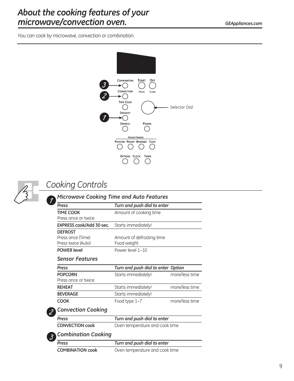 Cooking controls | GE CEB1590SSSS User Manual | Page 9 / 64