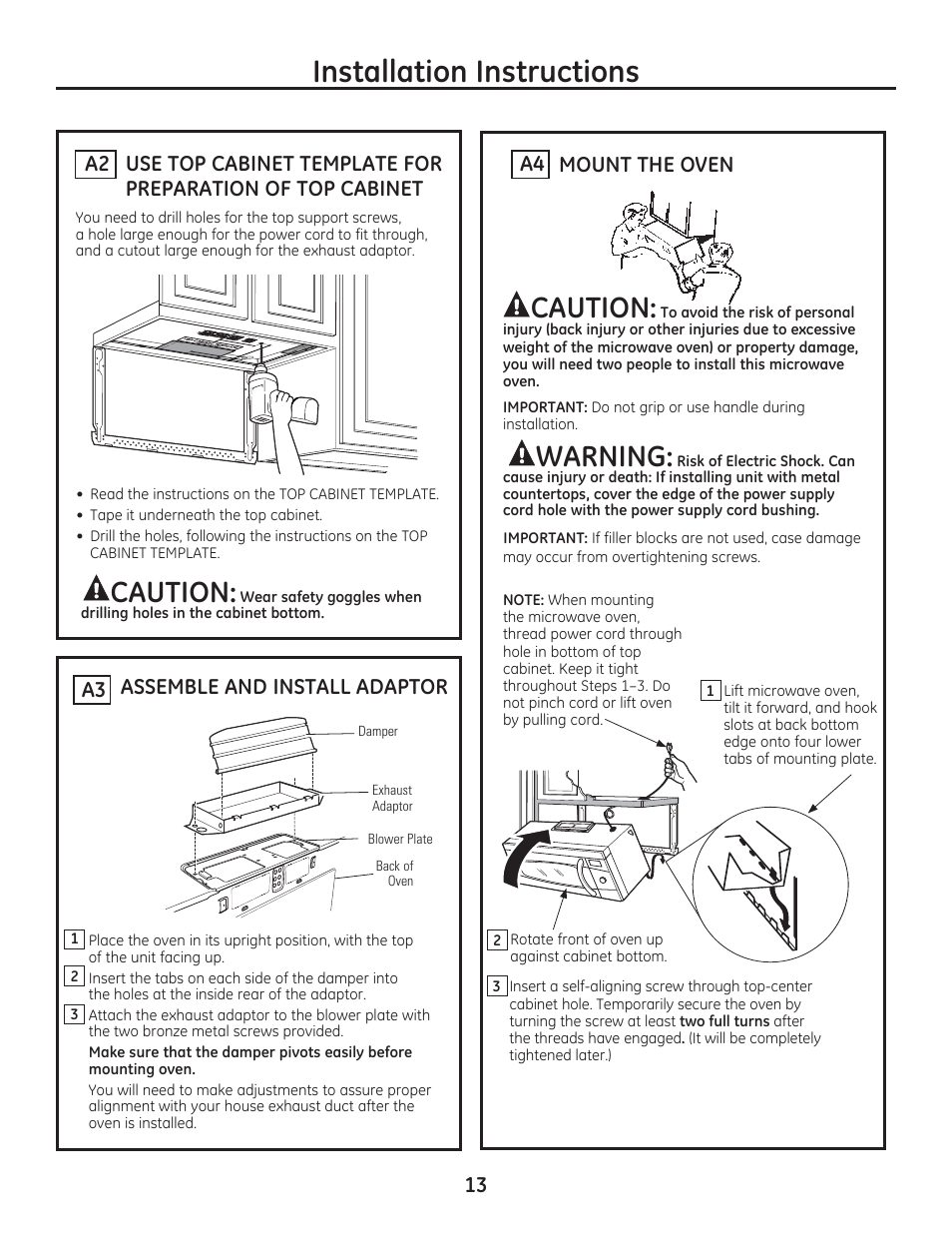 Qvwdoodwlrq,qvwuxfwlrqv | GE CSA1201RSS User Manual | Page 13 / 48