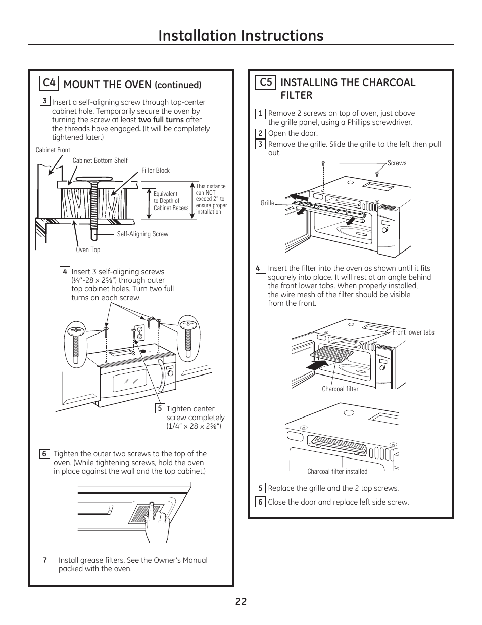 Qvwdoodwlrq,qvwuxfwlrqv | GE CSA1201RSS User Manual | Page 22 / 48