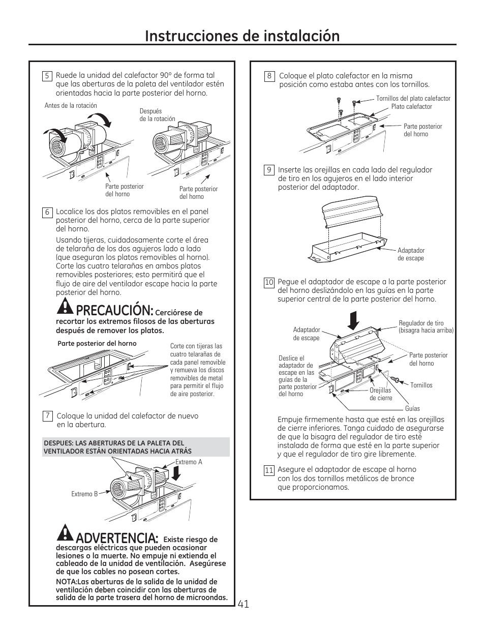 Qvwuxfflrqhvghlqvwdodflyq, 35(&$8&,ï1 | GE CSA1201RSS User Manual | Page 41 / 48