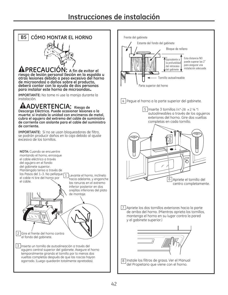 Qvwuxfflrqhvghlqvwdodflyq, 35(&$8&,ï1 | GE CSA1201RSS User Manual | Page 42 / 48