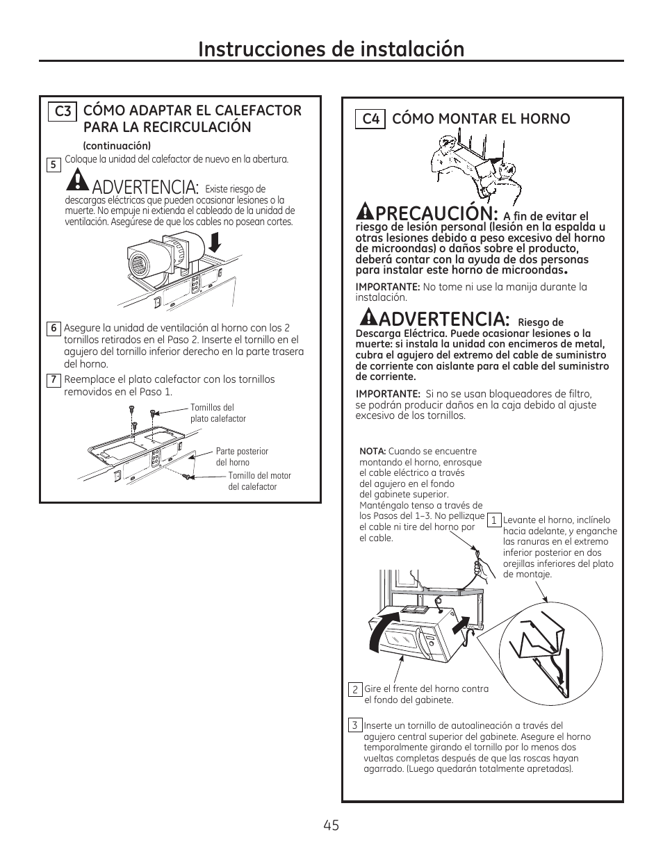 Qvwuxfflrqhvghlqvwdodflyq, 35(&$8&,ï1 | GE CSA1201RSS User Manual | Page 45 / 48