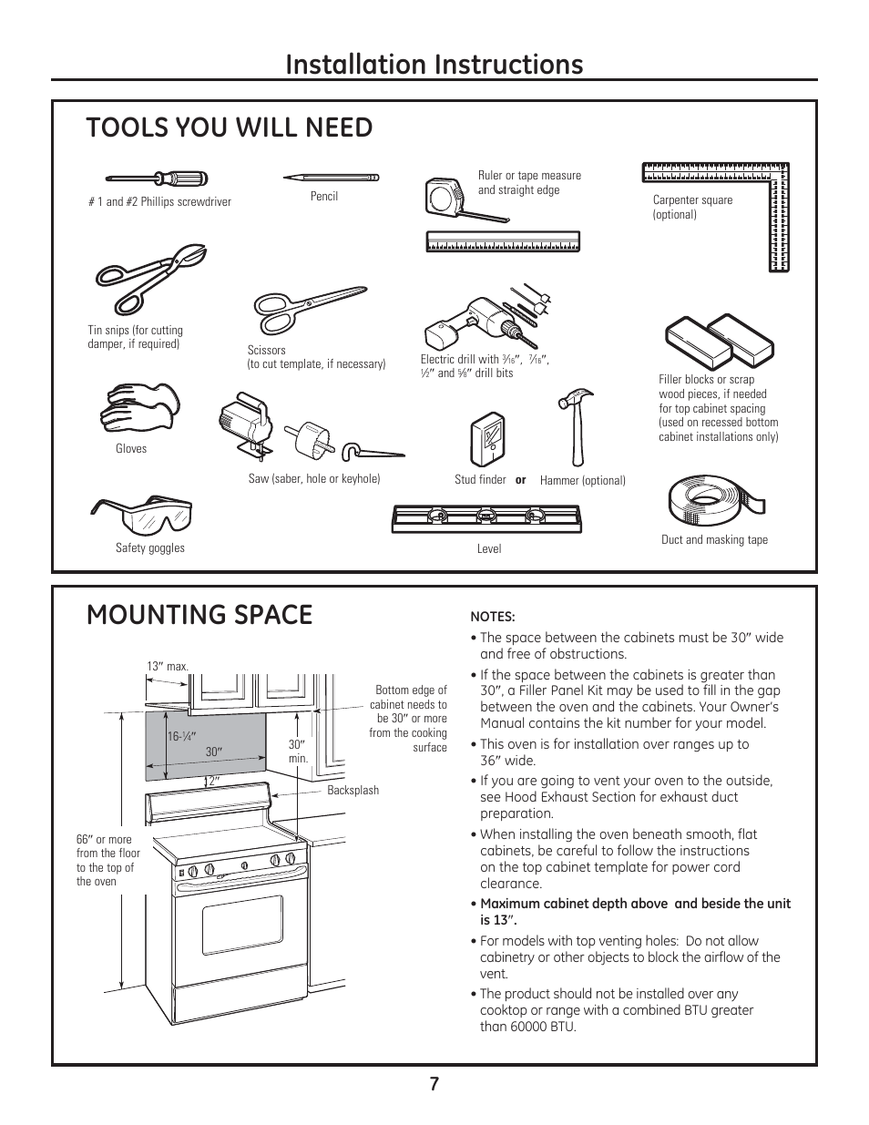 Qvwdoodwlrq,qvwuxfwlrqv | GE CSA1201RSS User Manual | Page 7 / 48