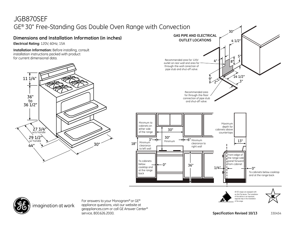 GE JGB870SEFSS User Manual | 2 pages