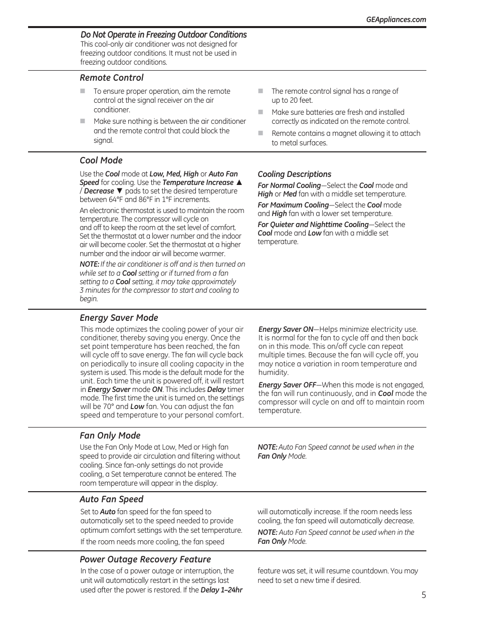 GE AEN08LQ User Manual | Page 5 / 32