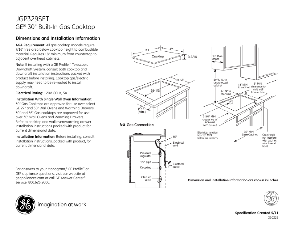 GE JGP329SETSS User Manual | 2 pages