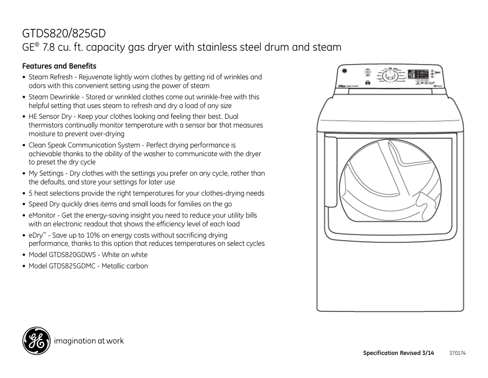 GE GTDS825GDMC User Manual | Page 4 / 4