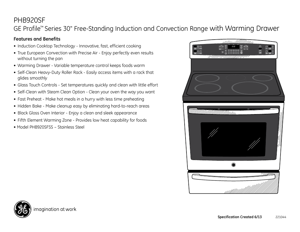 Phb920sf, With warming drawer, Ge profile | GE PHB920SFSS User Manual | Page 2 / 2