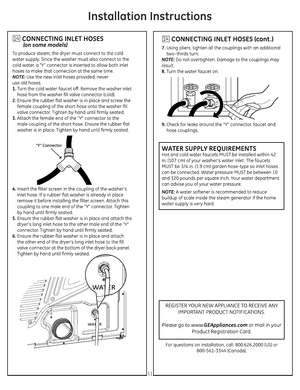 Installation instructions | GE GTDS850GDWS User Manual | Page 11 / 18