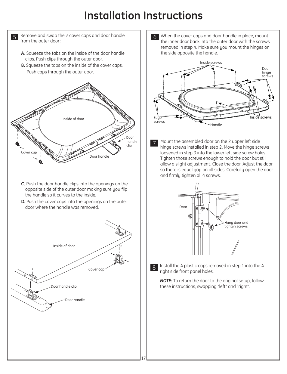 Installation instructions | GE GTDS850GDWS User Manual | Page 17 / 18