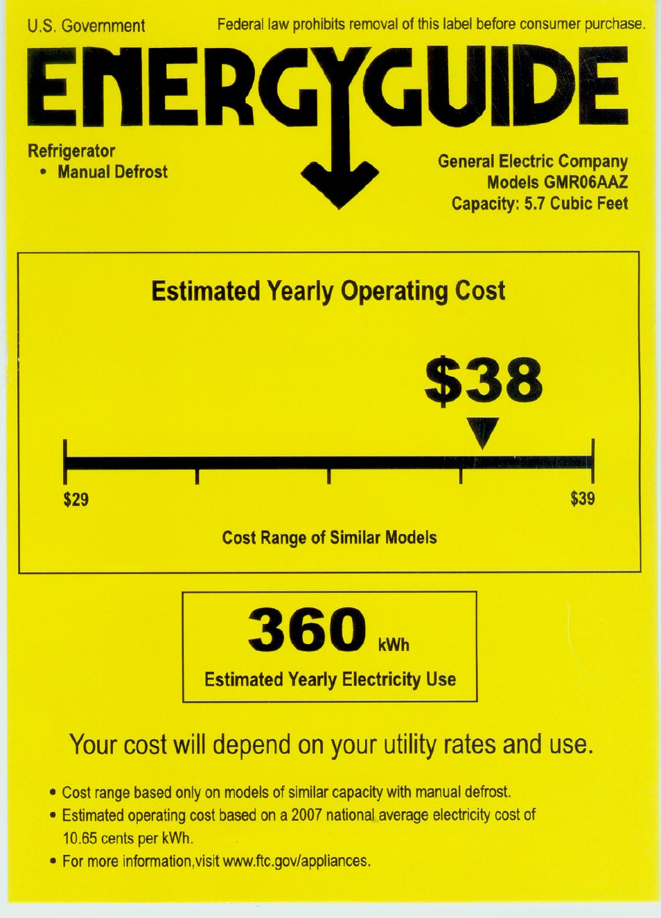 GE GMR06AAZWW User Manual | 1 page