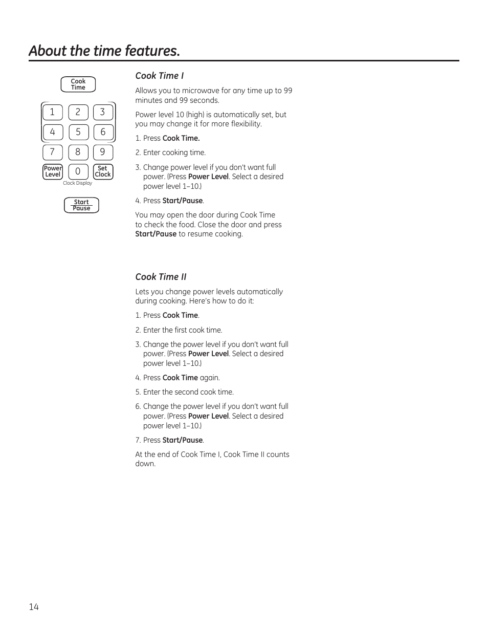 About the time features | GE JVM6175RFSS User Manual | Page 14 / 60