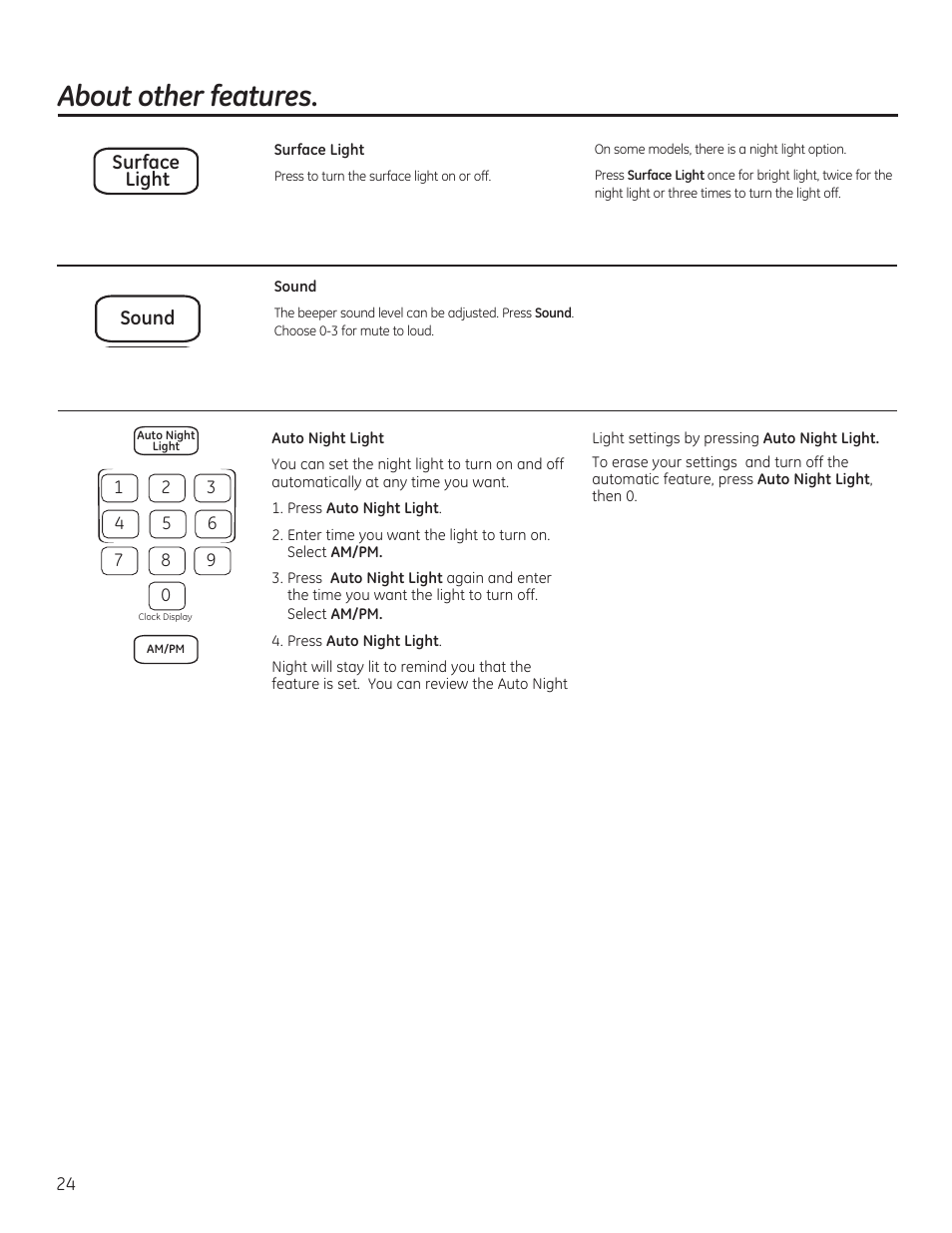 About other features | GE JVM6175RFSS User Manual | Page 24 / 60