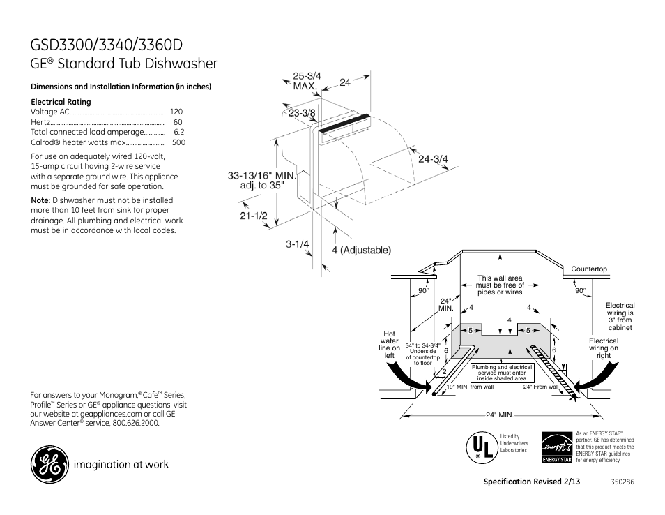 GE GSD3300DCC User Manual | 2 pages