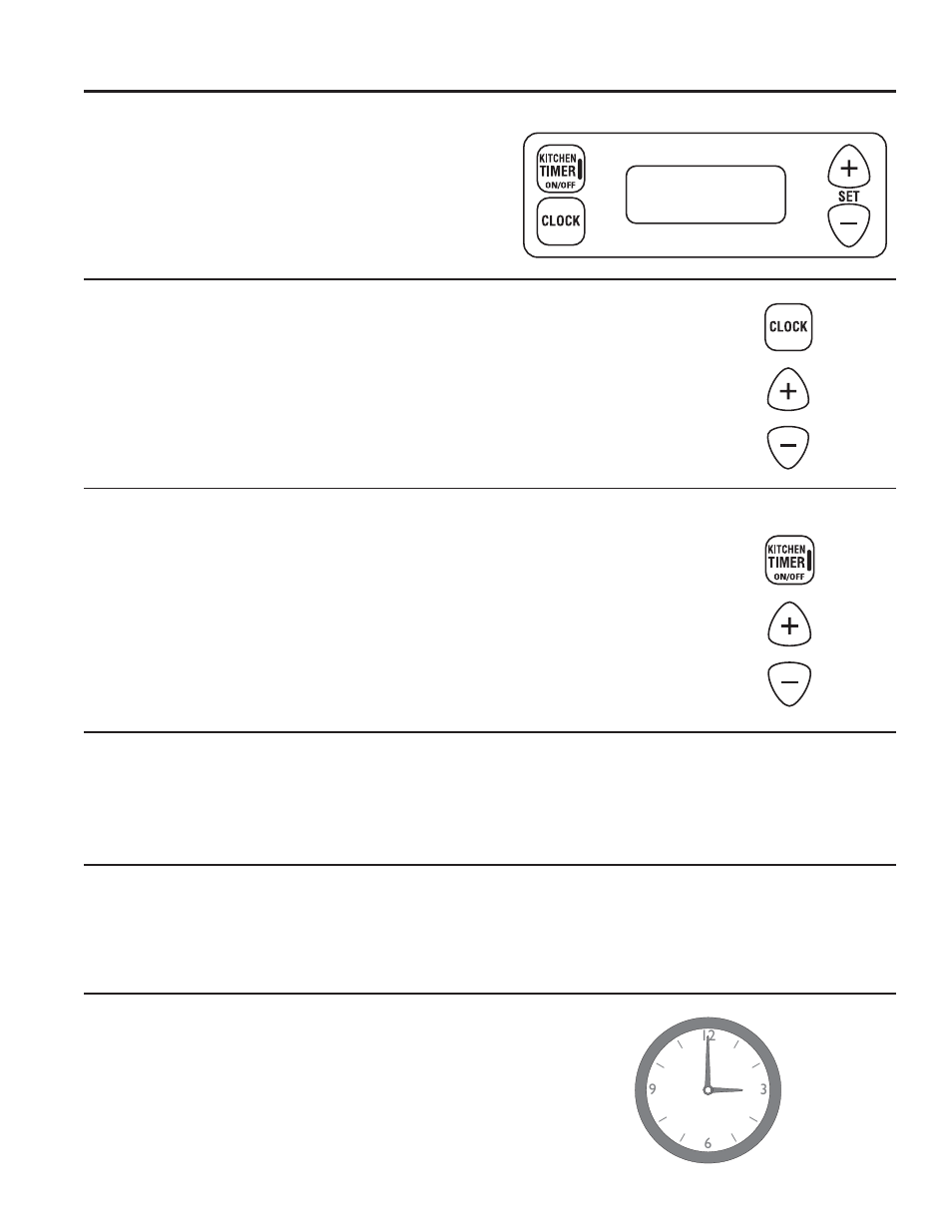 Using the clock and timer, Using the o ven: using the clock and timer, Display clock while kitchen timer is operating | Clock (on some models) | GE JGBS14PCFWW User Manual | Page 12 / 48