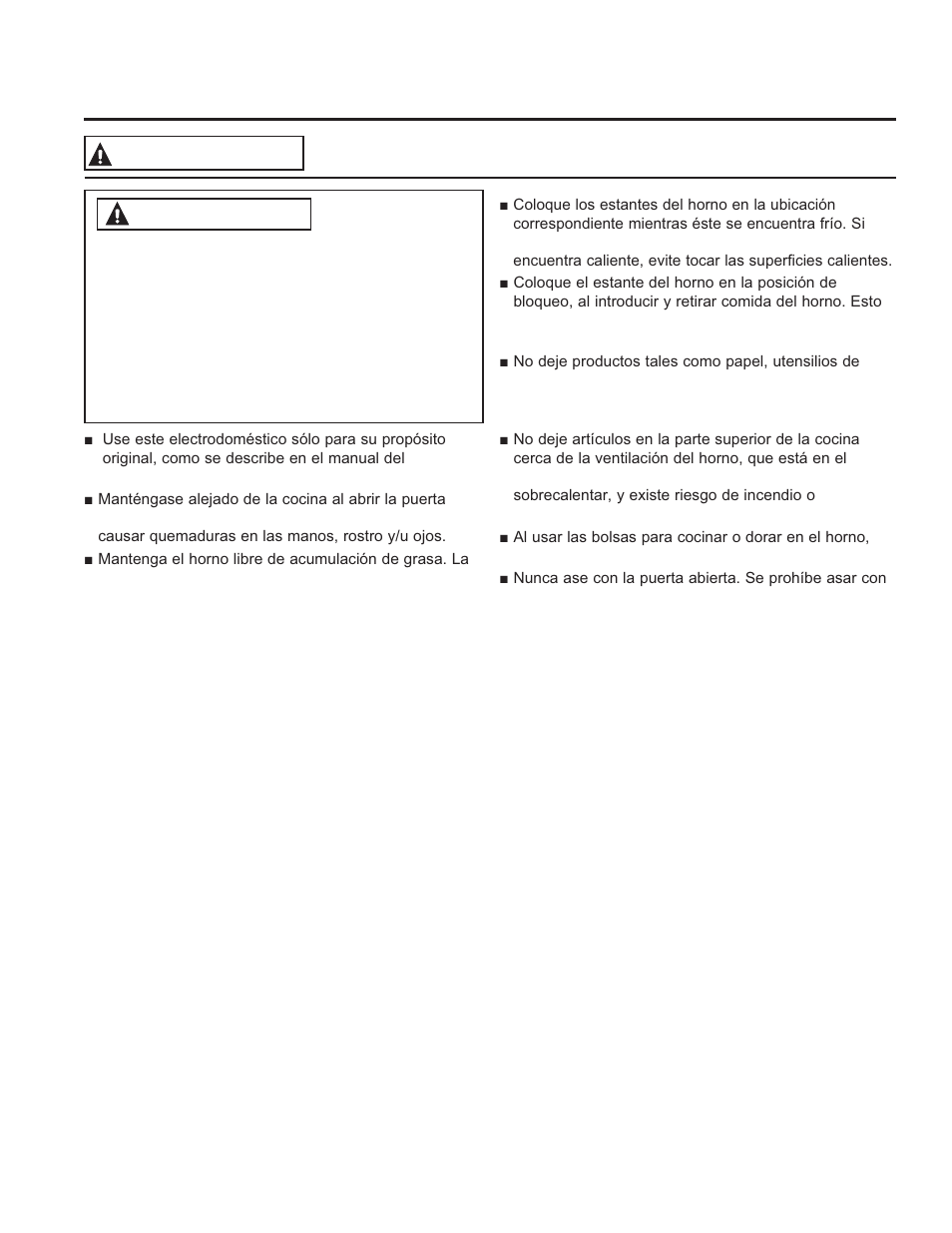 Informa ción de segurid ad, Advertencia, Instrucciones de seguridad advertencia | GE JGBS14PCFWW User Manual | Page 30 / 48