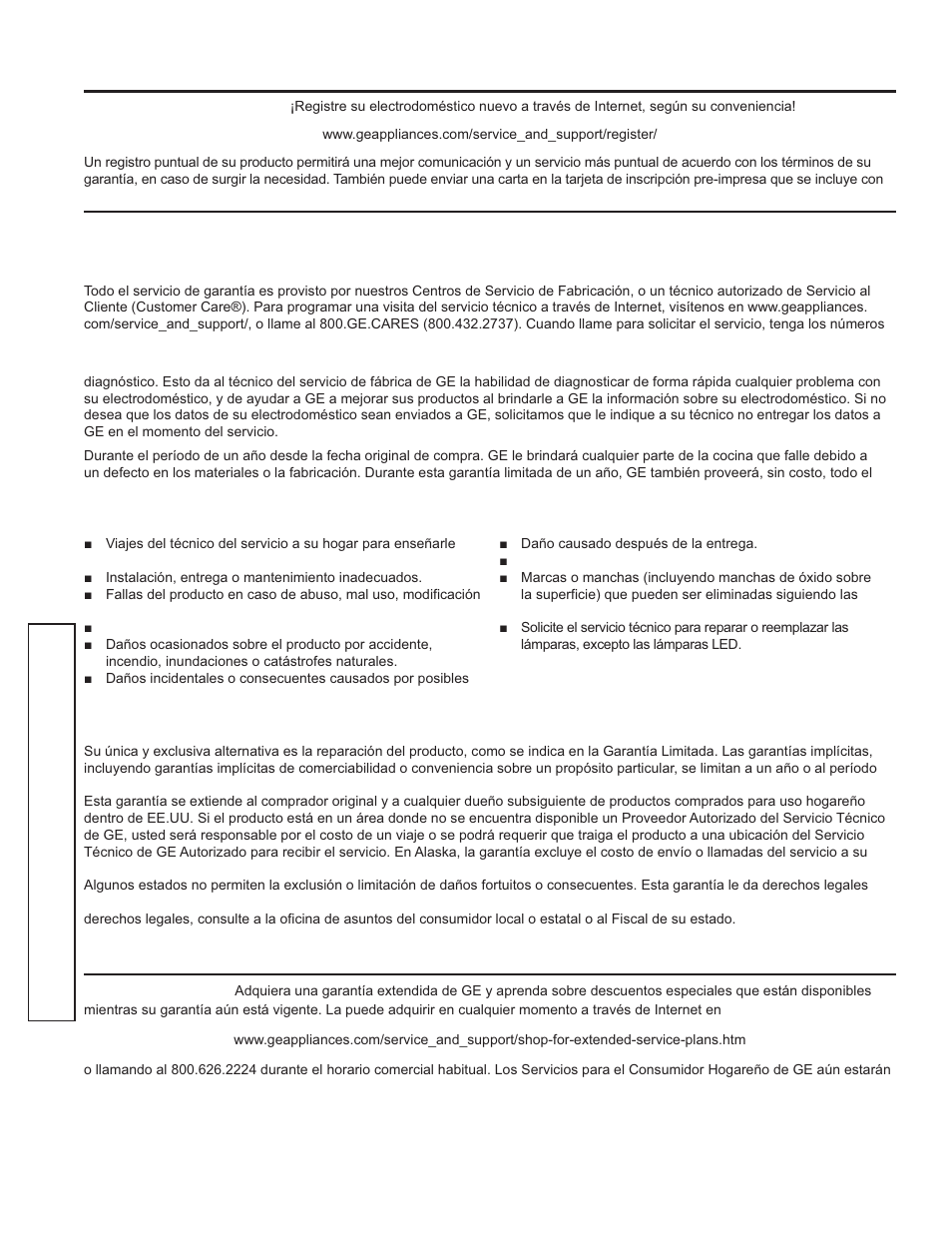 Garantía, Garantía de la cocina eléctrica de ge | GE JGBS14PCFWW User Manual | Page 32 / 48