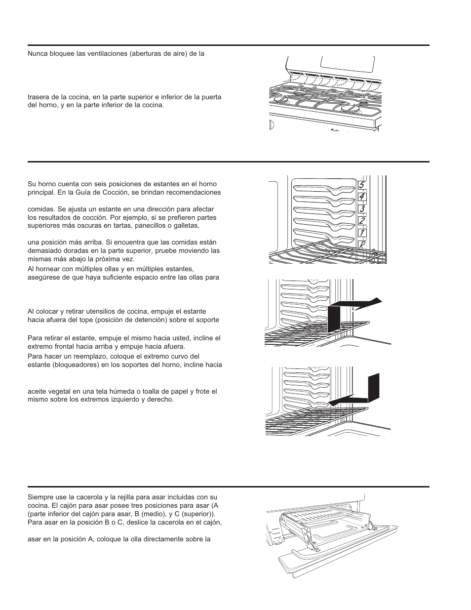 Estantes del horno, Cajón para asar | GE JGBS14PCFWW User Manual | Page 37 / 48