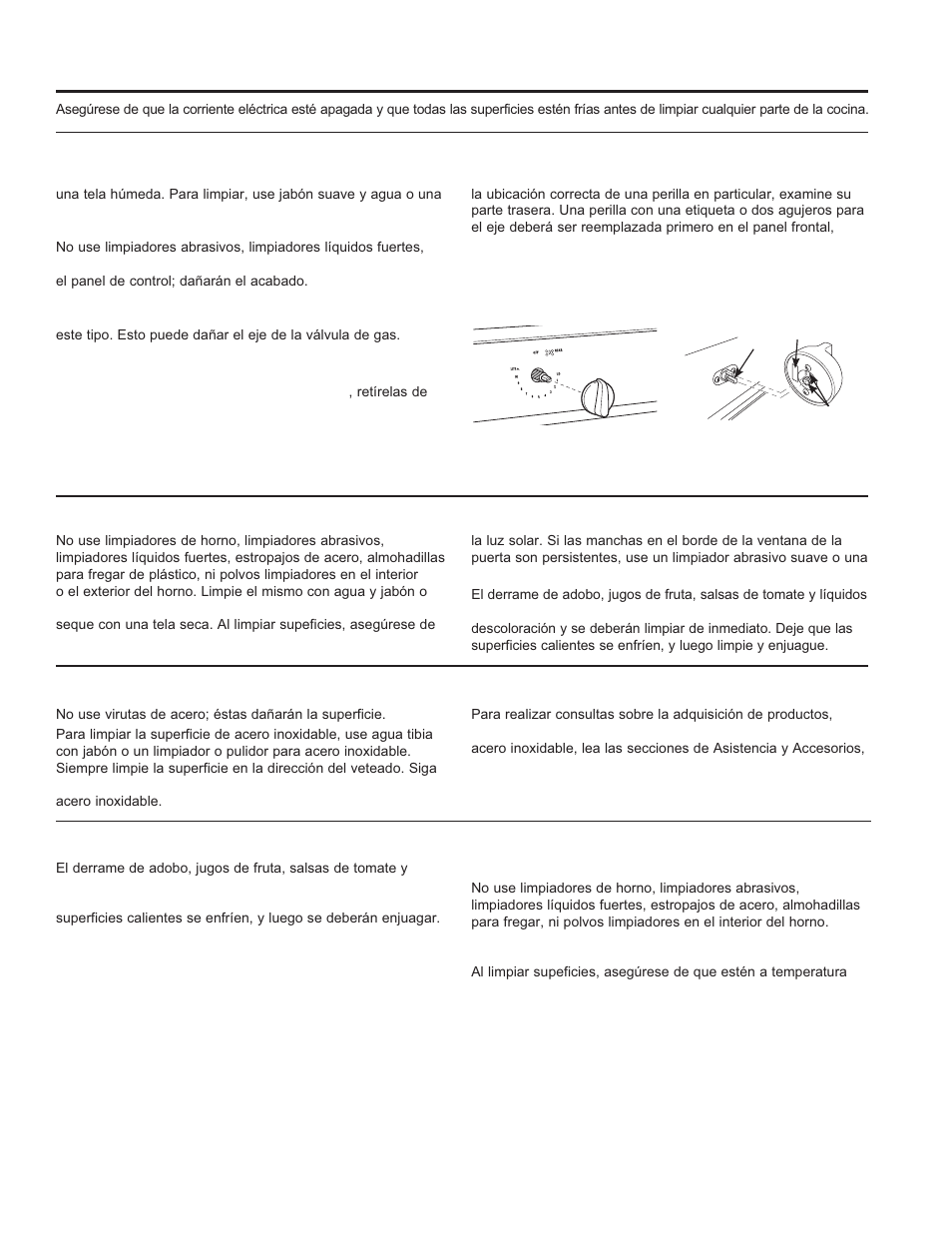 Panel de control y perillas, Interior del horno | GE JGBS14PCFWW User Manual | Page 41 / 48