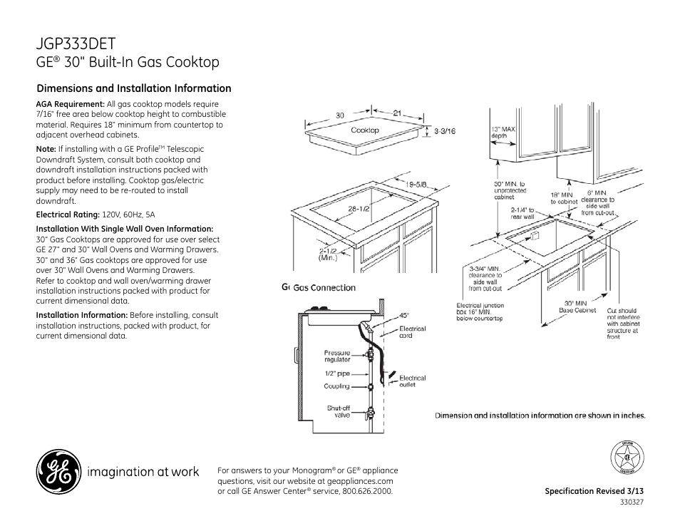 GE JGP333SETSS User Manual | 2 pages