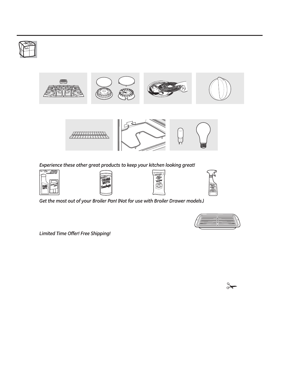 Accessories, Broiler pan order form | GE CT918STSS User Manual | Page 30 / 68