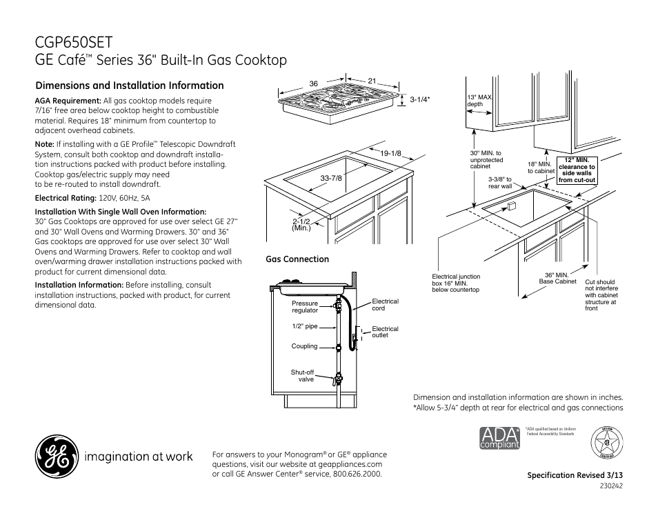 GE CGP650SETSS User Manual | 2 pages