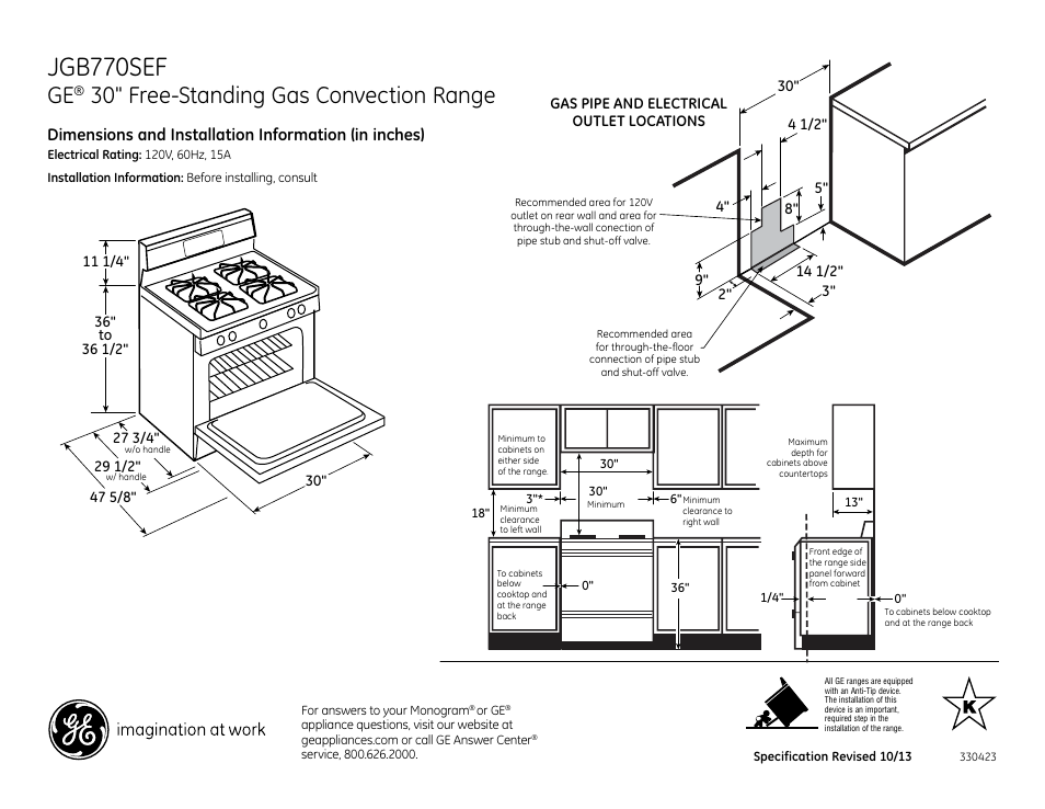 GE JGB770SEFSS User Manual | 2 pages