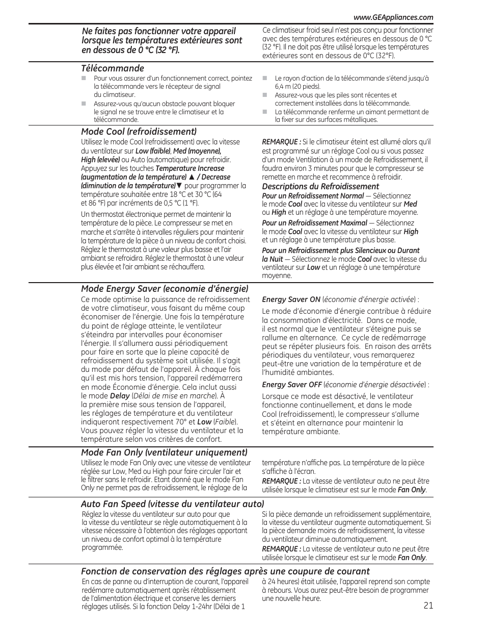 GE AEM18DP User Manual | Page 21 / 52