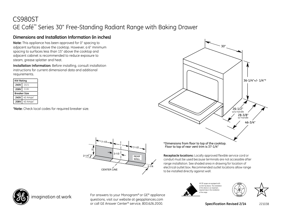 GE CS980STSS User Manual | 2 pages