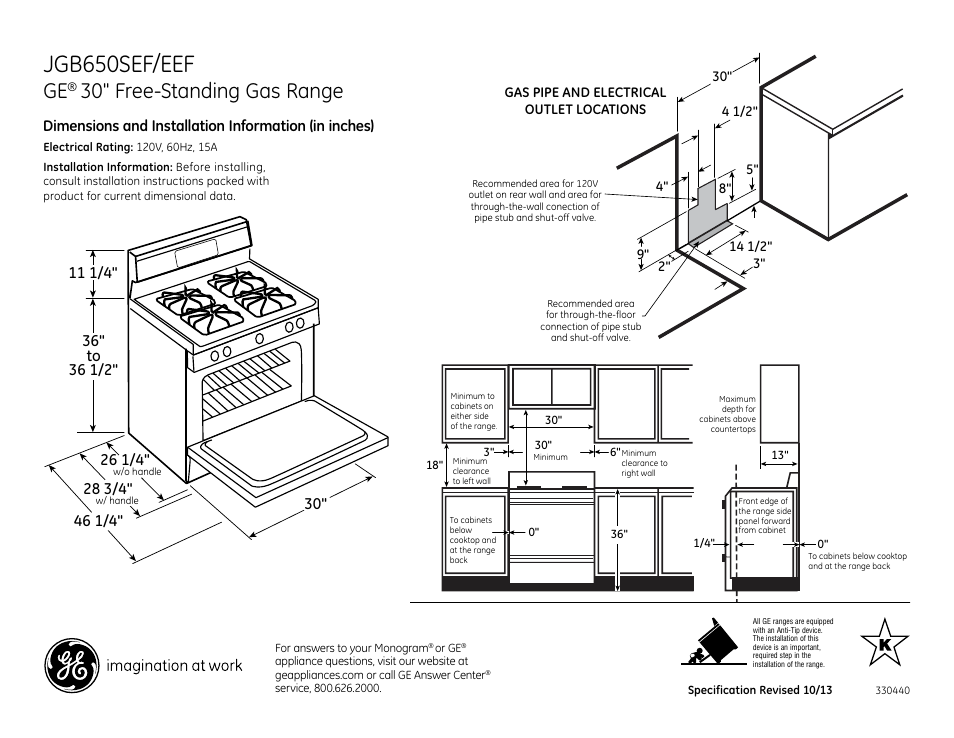 GE JGB650SEFSS User Manual | 2 pages